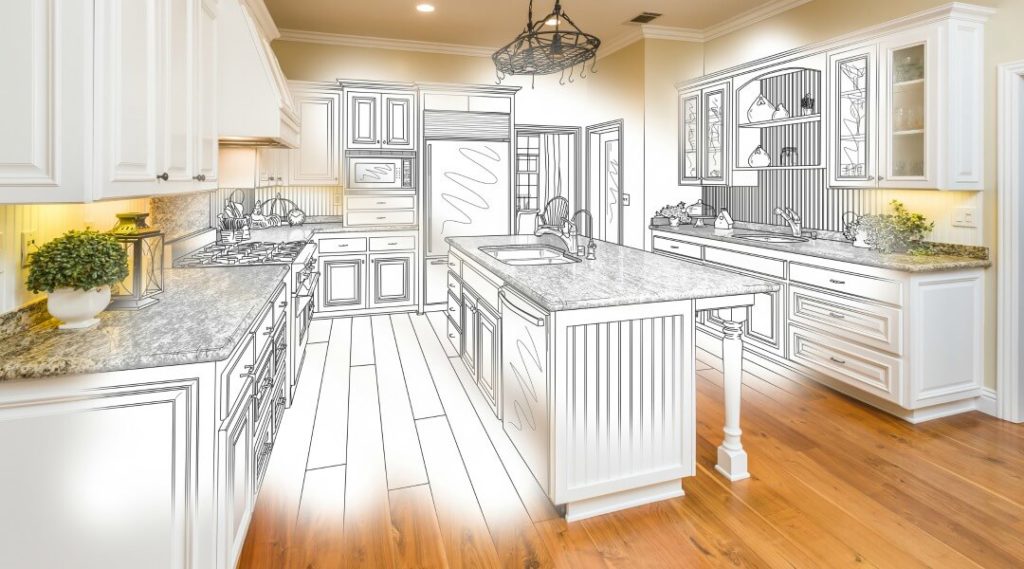 drawing of a kitchen renovation project